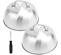 2 Pack Hamburger Dome Cheese Melting Covers Stainless Steel Food Covers for Grilling Blackstone Griddle Accessories Durable Dome Lids for Melting Cheese and Basting BBQ and Grilling