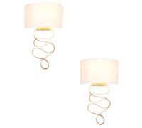 2 PACK Hammered Gold Leaf Ribbon Wall Light & Ivory Half Shade - Dimmable