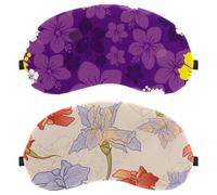 2 Pack Hand Drawn Retro Iris Flower Pattern Sleep Mask, Eye Mask for Men Women, No Pressure Night Eye Cover, Breathable Sleeping Eye Mask, Light Blocking