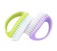 2 Pack Hand Nail Brushes, Stiff Bristle Nail Brush Cleaning Fingernails, for Mechanics Gardeners Hand Under Nails Toes (Purple, Green)