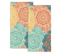 2 Pack Hand Towels for Bath, Vintage Mandala Flowers Decorative Towels Highly Absorbent Soft Towels for Bathroom Beach Kitchen Spa Gym Face Towel 14x28 Inch