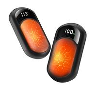 2-Pack Hand Warmers Rechargeable, 6400mAh Electric Handwarmer with LED Digital Display, Ultra Thin Light Portable Heated Gadgets for Glove Pocket, USB Reusable 3 Levels Heater, Tech Gift for Men Women