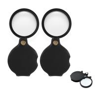2 Pack Handheld Mini Magnifier,10X Small Magnifying Glass | Portable and Foldable Pocket Magnifying Glass, Black Mini Portable Handheld Folding Eye Loupe for Reading Jewelry