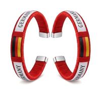 2 Pack Handmade Braided Country Flag Wristband - Premium Woven Fabric National Pride Bracelet - Ultra Comfortable & Adjustable Artisan Fan Band - Unique Souvenir for Game Day, M, Silicone, Amber