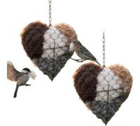 2 Pack Handmade Fiber Bird Nesting Heart - Refillable Heart-Shaped Hummingbird Nest with 2 Bags of Nesting Material, Winter Tree Shelter & Bird House for Wild Birds, Garden Gift for Bird Lovers