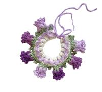 2 Pack Handmade Valley Pet Collar, Cute Knitted Yarn Cat Collar for Cats Small Dogs, Adjustable Tie Strap (Purple,M 9.84-11.81in)