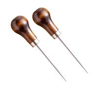 2 Pack Handwork Sewing Awl, Gourd Shape Awl Wooden Awl Tailors Awl Professional Awl Tool Punch Awl for Leather for Sewing Crafting Leather Perforating Needle Removal