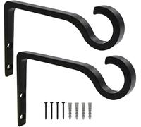 2 Pack Hanging Basket Bracket,Outdoor Hanging Brackets Wall Hooks for Garden Lawn Light Flower Pots Bird Feeders Plants Lanterns Wind Chimes (Black)