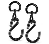 2 Pack Hanging Basket Hooks - Black 360 Swivel Clips for Hanging Plants | Heavy duty hanging basket hooks with 360 rotation, ideal for wind spinners, bird feeders & planters, rustproof black metal
