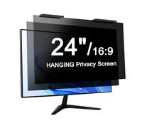 2 Pack Hanging Computer Privacy Screen Filter for 24 Inch 16:9 Aspect Ratio (547 x 320 mm) Monitor, No Adhesive Removable Anti Glare Blue Light Scratch Protector Film for Hp/Dell/Acer/Lenovo/Asus