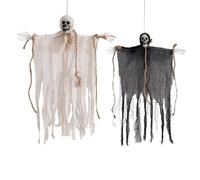 2 Pack Hanging Ghost Skeleton Scary Props for Home, Bar, Wall - Indoor/Outdoor Yard Garden Halloween Decorations