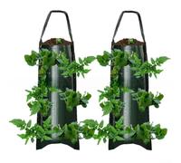 2 Pack Hanging Grow Bags 62x25cm Vertical Multi-Pocket for | Sturdy plastic material weather-resistant fabric multiple planting pockets for efficient drainage and airflow