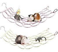 2 Pack Hanging Rat Rope Net - Bird Swing & Parrot Climbing Ladder Bridge for Small Animal Cage Accessories | Climbing, Resting & Play Toy for Small Pets