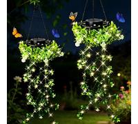 2 Pack Hanging Solar Lights Outdoor Garden, 76CM Hanging Artificial Plants Outdoor Solar String Garden Lights, IP65 Waterproof Solar Fairy Lights Outdoor Garden for Wedding Patio Yard Porch Courtyard