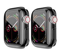 2 Pack HANKN Black 44mm Case for Apple Watch SE Series 6 5 4 Screen Protector Case, Soft TPU Full Coverage Front Shockproof Iwatch Bumper Cover (Black+Black, 44mm)