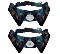 2 Pack Happy Halloween Kitten Collars, Velvet Puppy Dog Bow tie Collar, Adjustable Formal Pet Tuxedo Bowties for Boy Girls Dogs Cats