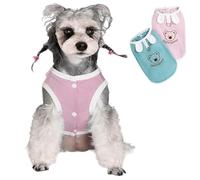 2-Pack Happybear Pet Set - Sleeveless Breathable Polyester Strap with D-Ring and Edging | Easy to Put on/take Off Lightweight Set, Suitable for Cats and Dogs from Small to Large (Pink Blue, Large)