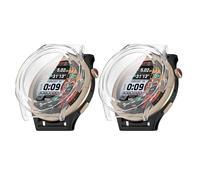 2 Pack Hard Case Compatible with Amazfit Cheetah Pro/Cheetah Round, HD Clear Built-in 9H Tempered Glass Screen Protector, Full Protection Slim Cover (Clear/Clear)