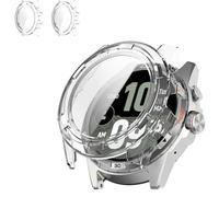 2 Pack Hard Case Compatible with TicWatch Atlas Smartwatch, HD Clear Built-in 9H Tempered Glass Screen Protector, Full Protection Slim Cover (Clear/Clear)