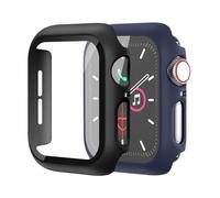 2 Pack Hard Case for Apple Watch Series SE 6 5 4 40mm [Full Protection], Built-in Screen Protector [Touch Sensitive] Slim Bumper Cover for iWatch S6/S5/S4/SE Accessories 40mm, Black+Navy Blue