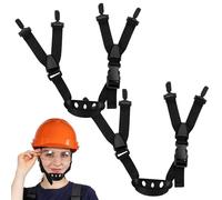 2 Pack Hard Hat Chin Straps, Adjustable Helmet Retention Straps with Rigid Chin Cup, Universal Fit for Industrial Safety Helmets, Non-Elastic Nylon Webbing, Black