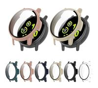 2 Pack Hard PC Case with Tempered Glass Screen Protector Compatible with Garmin VivoActive 5/Active 5 Watch Bumper Guard Protective Cover Touch Sensitive Film(Pink+Beige)