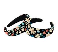2 Pack Headbands for Women, Colorful Ditsy Flower Seamless Vintage Hair Head Bands, Non Slip Thick Padded Hairband Hoops, Wide Hair Wrap