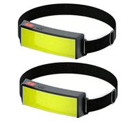 2-Pack Headlamp, 500 Lumen Cob Led Head Light, Full View Wide Angle, 3 Modes, Type-C, Head & Waist Band For Running & Camping