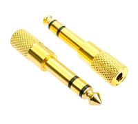 2 Pack Headphone Jack Adapter, 6.35mm Male 1/4 inch to 3.5mm Female 1/8 inch Adaptor Mic MIC Amplifier Converter, Copper Plated Gold Audio Jack Aux Earphone Adapter Anti- Magnetic Low Sound Loss