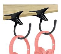 2 Pack Headphone Stand Holder,Clamp on Headphone Hangers,Headset Hook Desk/headboard Mount - sturdy and flexible - Fit Thick Desk 2 inches - mounted vertically, horizontally or every diagonally