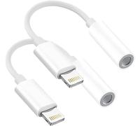 2 Pack Headphones Adapter, 3.5 mm Headphone/Earphone Jack Audio Aux Adapter Dongle Compatible with iPhone 14 13 12 11 Pro XR XS Max X 8 7 6s Plus