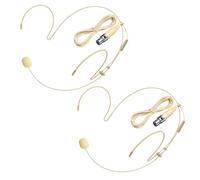 2 Pack Headset Microphone for Singing Double Over Ear Earset 4 Pin Mini XLR Ta4f Plug Mic 1.5m Cable and Windscreen Head Hanging Condenser Omnidirectional Mic Compatible with Shure,Beige