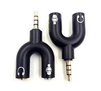 2 Pack Headset Splitter Adapter, Haokiang U Shape 3.5mm 4 Pole Male to 2 x 3 Pole Female Headphone Y Splitter for Audio Stereo Headphone and MIC