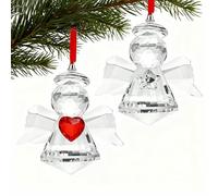 2 Pack Heart and Star Crystal Angel Ornaments for Tree, Miniature Guardian Angel Ornament Gift for Mom Women, Suncatchers for Home Decor Garden Window Hanging