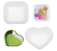 2 Pack Heart Shape Small Storage Box Resin Mold,Square Shape Jewelry Mini Bowl Silicone Mold, Cute Decorative Dish Containers Epoxy Casting Mold for Valentine's Day Small Items Crafts Jewelry Art