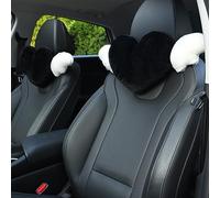 2 Pack Heart Shaped Cute Car Headrest Pillow with Angel Wings - Comfortable Soft Head Rest Cushion Kawaii Car Accessories Neck Pillow for Driving Travelling Office Home Decor - Black Love Heart