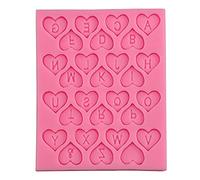 2 Pack Heart Shaped Silicone Mold, Letters Cake Baking Cookie Chocolate Sugar Paste Mold, Non Stick Candy Mold for Baking, Gummy, Cake, Jelly, 4.72 * 0.23 * 3.74inch