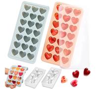 2 Pack Heart Shpaed Ice Cube Trays with Lids, Heart ice Molds, 42 Holes Silicone Heart Ice Cube Molds for Whiskey, Cocktail, Fun Shapes Ice Cubes, Chocolate, Candle, Candy, Jelly, Jello - with Lids