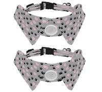 2 Pack Hearts Paws Dog Collars Bowtie with Shirt Collar Adjustable Pet Cats Puppies Necktie for Small Girl Boy Dog Wedding Birthday Gift