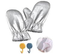 2 Pack Heat Resistant Anti-Steam Ironing Gloves with 2 Hooks, 250°C High Temperature Waterproof Non-Slip Oven Mitts for Garment Steamer, Kitchen Baking & Clothes Ironing (23cm x 12cm/9.06"x4.72")