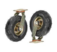 2 Pack Heavy-Duty 200mm & 250mm Rubber Swivel Casters All-Terrain Replacement Wheels for Carts Trolleys and Transport Platforms - Durable & Versatile Mobility Solutions