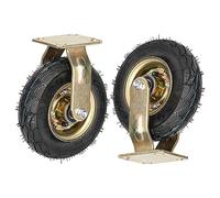 2 Pack Heavy-Duty 200mm & 250mm Rubber Swivel Casters, All-Terrain Replacement Wheels for Carts, Trolleys & Transport Platforms - Durable Inflatable Design