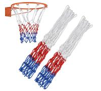 2 Pack Heavy Duty Basketball Net Replacement,12 Ring Professional Nylon Woven Nets,All-Weather Indoor/Outdoor Use,Multi-Colour Vibrant Design,Extra Strong, Durable Resistant for Standard Hoops