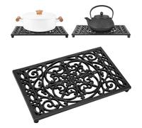2 Pack Heavy Duty Cast Iron Trivets for Hot Pots and Pans, Decorative Rectangle Trivet Mats Heat Resistant Pot Holders for Kitchen Dining Table Countertop Protection (2pack 24.5x16.5 x1.6cm)