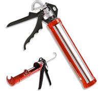 2 Pack Heavy Duty Caulking Guns - Professional 310ml Skeleton Sealant Applicator with Rotating Barrel, Ergonomic Grip, Instant Flow Stop, Puncture Tool & Durable Steel Build (Red)