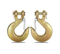 2 Pack Heavy Duty Chain Hooks 3/8 Inch, G70 Forged Steel Clevis Slip Hook with Safety Latch for 3/8" Transport Chain, Metal Clevis Hooks for Trailer Truck Transport, 18,000lbs Capacity