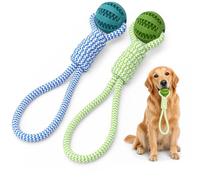 2 Pack Heavy-Duty Dog Rope Toys with Ball, Tug of War Fetch Toy, Blue Green | Durable Tough Outdoor Play Set, Interactive Pull Toy, Ideal for Medium & Large Dogs for Daily Entertainment