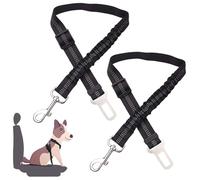2 Pack Heavy Duty Dog Seat Belt for Car, Great Dog Seat Belt with Bungee & Latch for Safety while sudden brake, All Metal Heavy Duty & Tangle-Free Attachment, Adjustable Length. (Black)