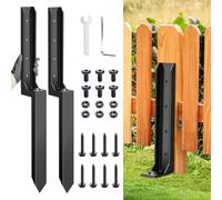 2 Pack Heavy Duty Fence Post Repair Stakes 80CM, Galvanised Steel Spikes for Tilted/Broken Wood Fence Posts, Rustproof, No Digging - For UK Garden Gate Pergola Mailbox - Includes Screws & Drill Bit