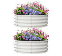 2-Pack Heavy-Duty Galvanized Steel Raised Garden Beds - Round Metal Planter Boxes with Open Base, Weather-Resistant, Perfect for Outdoor Vegetables, Flowers & Herbs, Neutral, 4x4x1FT, 2-Pack